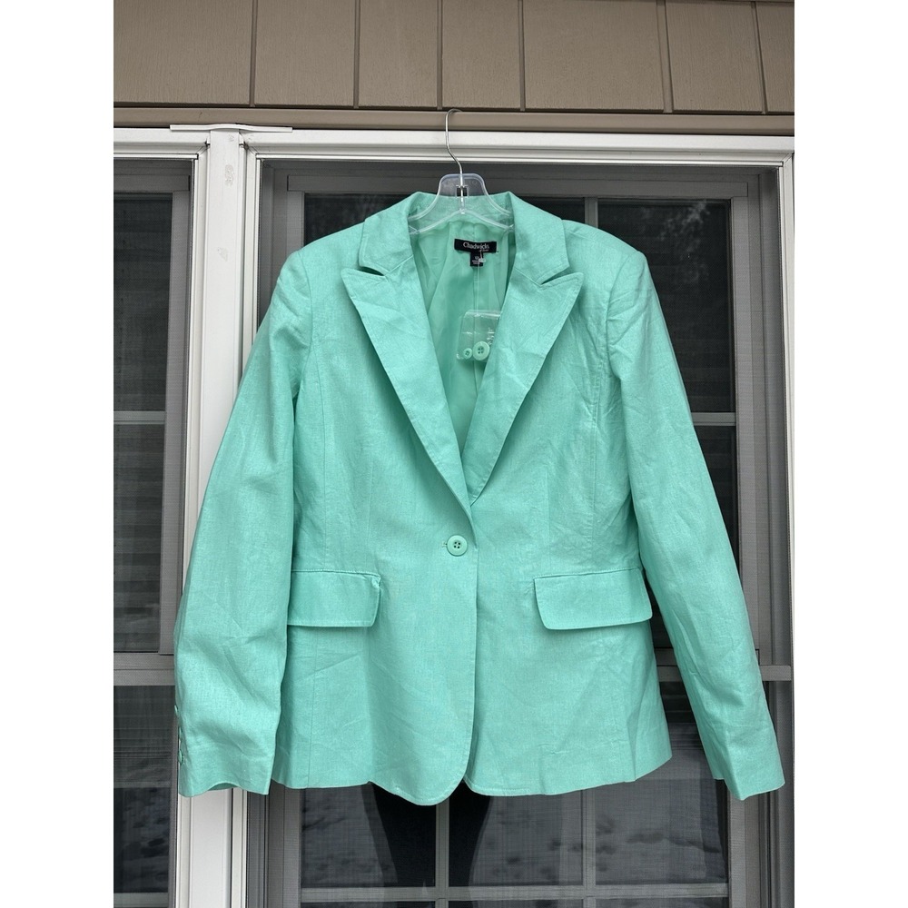 Chadwick's Of Boston Linen Blend Blazer Size 12 mint green New w/ tags